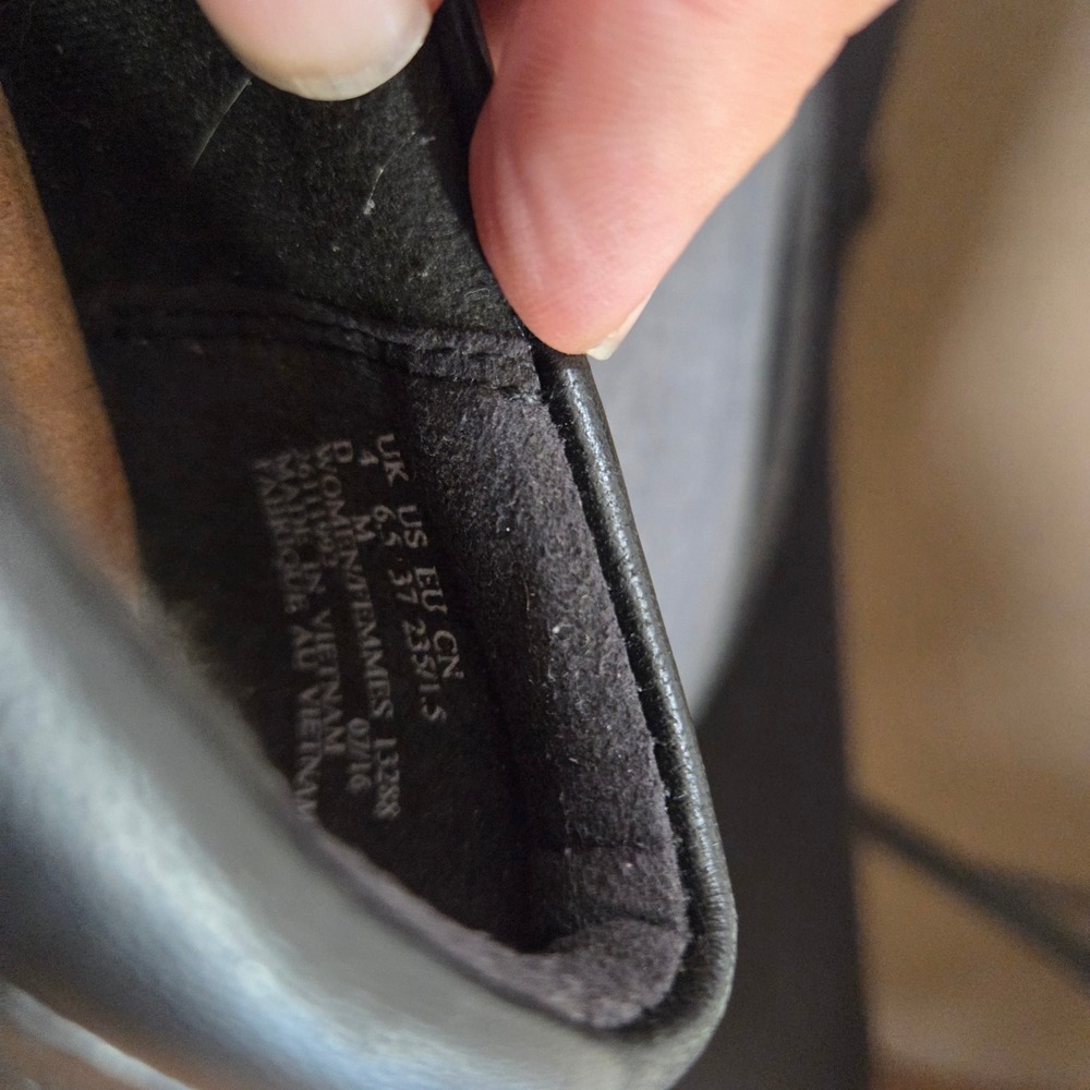 Clarks Collection Everlay Coda Black Leather Ruched Wedge Loafers Womens 6.5 M - Picture 6 of 6